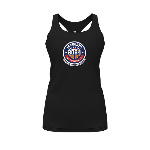 [FT0TRBBK-FYS-LOGO2] Decker Racerback Tank Top (Female Youth S, Black, Logo 2)